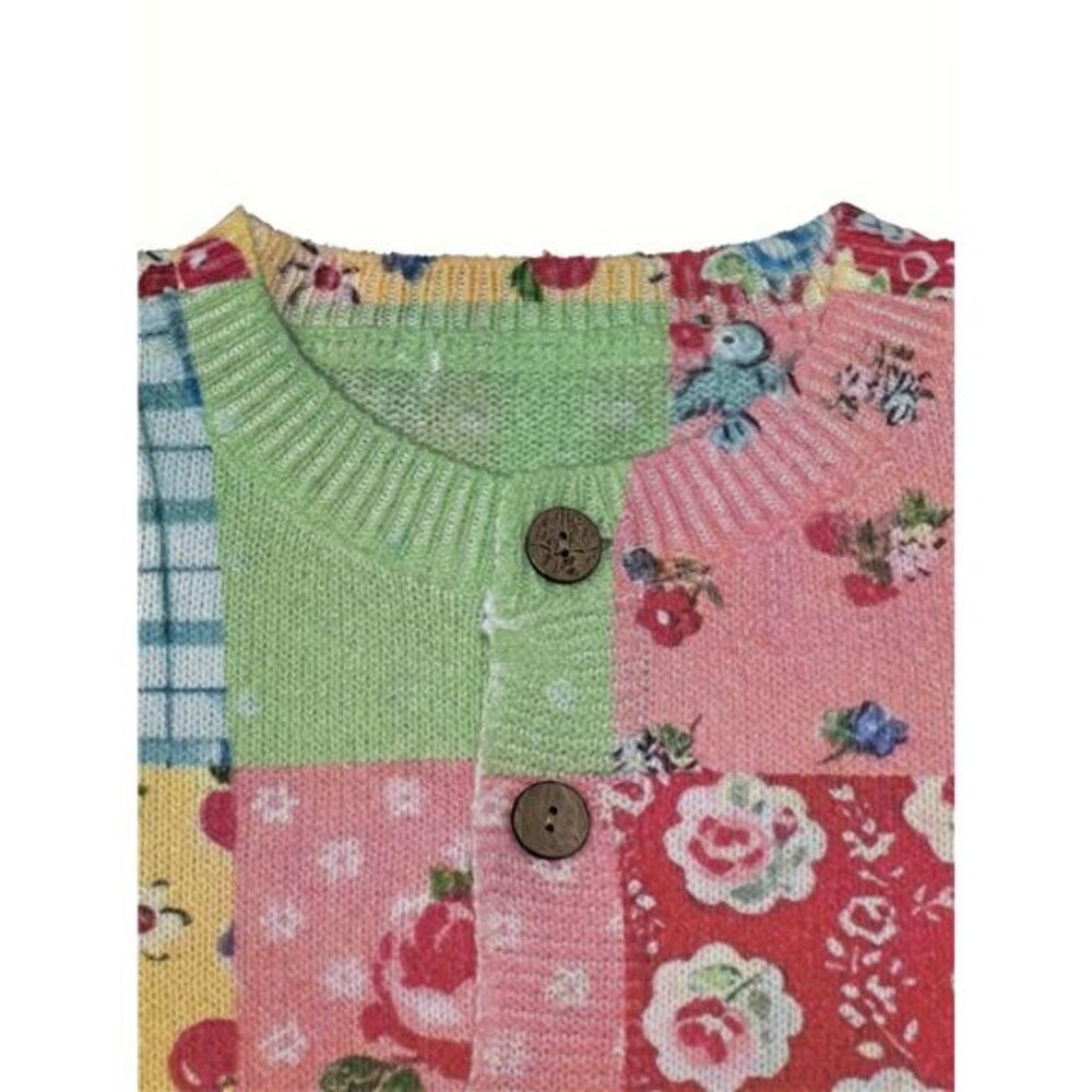 NWT 3D Embroidered Patchwork Cardigan, Multiple Sizes, Unique & Rare Material - Picture 4 of 5